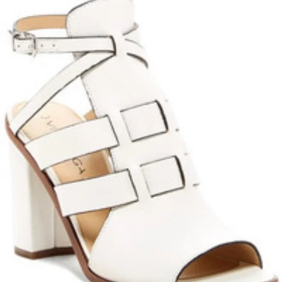 Via Spiga White Leather Strappy Block Heel Sandals Size 8 - Picture 9 of 9